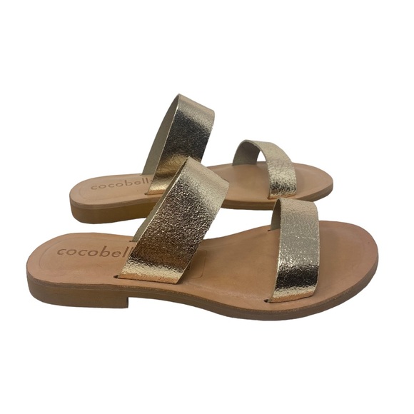 Cocobelle Shoes - New Cocobelle gold leather slide sandals